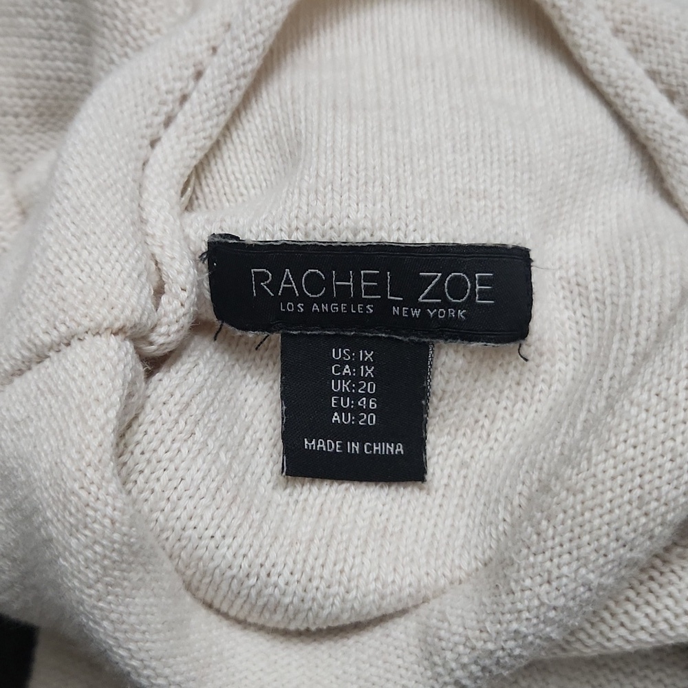 Elegant Color block green cream & brown sweater Career Contemporary Minimalist - Picture 10 of 11